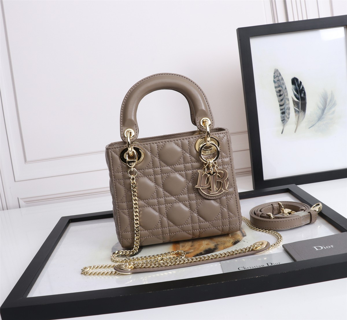 Mini Lady Dior Bag Khaki Cannage Lambskin